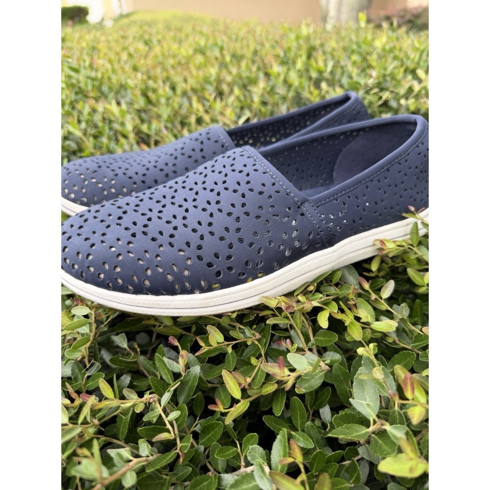 Clarks Breeze Emily Loafers Cloudsteppers Navy Blue Casual Walking Slip-On Shoes